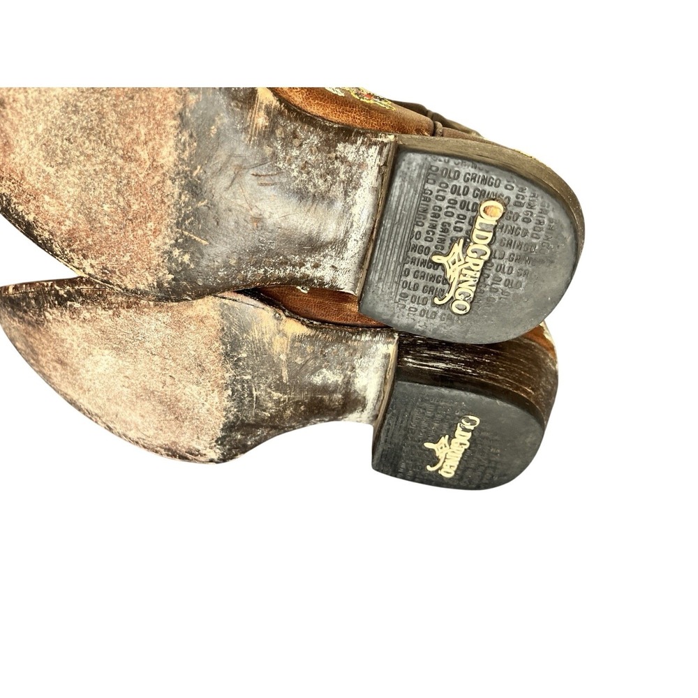 Old Gringo Bonnie Floral Embroidered Brown Snipped Toe Cowboy Western Boot 6.5 - Picture 9 of 10